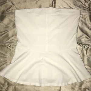 White Peplum Strapless Top